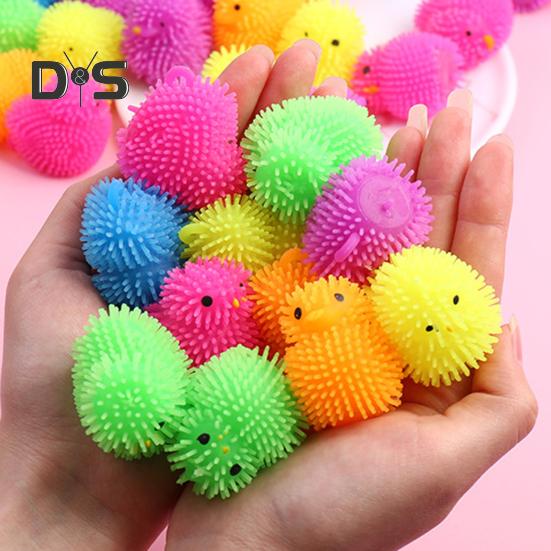 12Pcs LED Puffer Balls Easter Eggs Glowing Toys for Kids Light Up Squeeze Sensory Ball Fidget Toys Easter Egg Fillers Party Favors Easter Basket