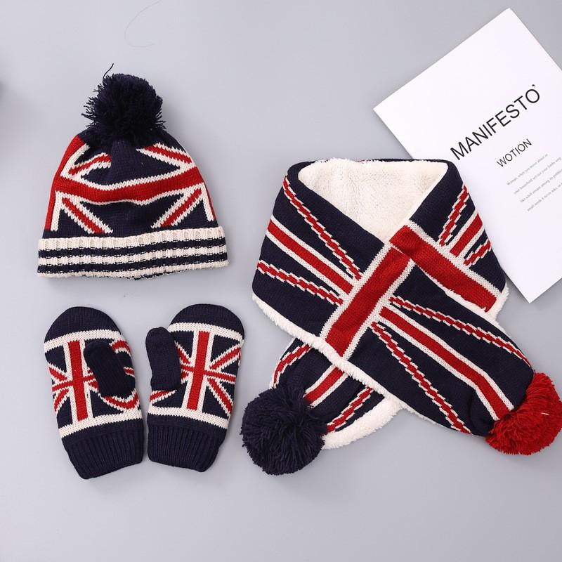 Parent-child Christmas Style Scarf Hat Gloves Set Thick Warm Acrylic Winter Cute Cartoon Elk