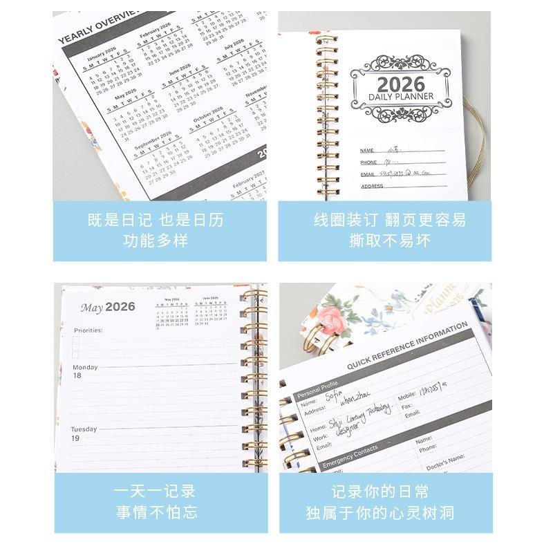 Portable Double Coil Business Schedule Daily Notebook Planner For Office Work