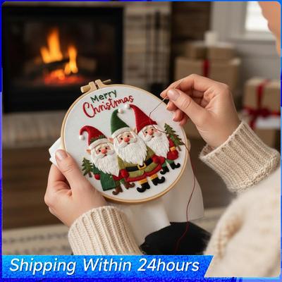 3D Embroidery Starter Kits with Flowers Pattern for Adults Beginners, Floral Stamped Cross Stitch Kit, Hand DIY Needlepoint Kit