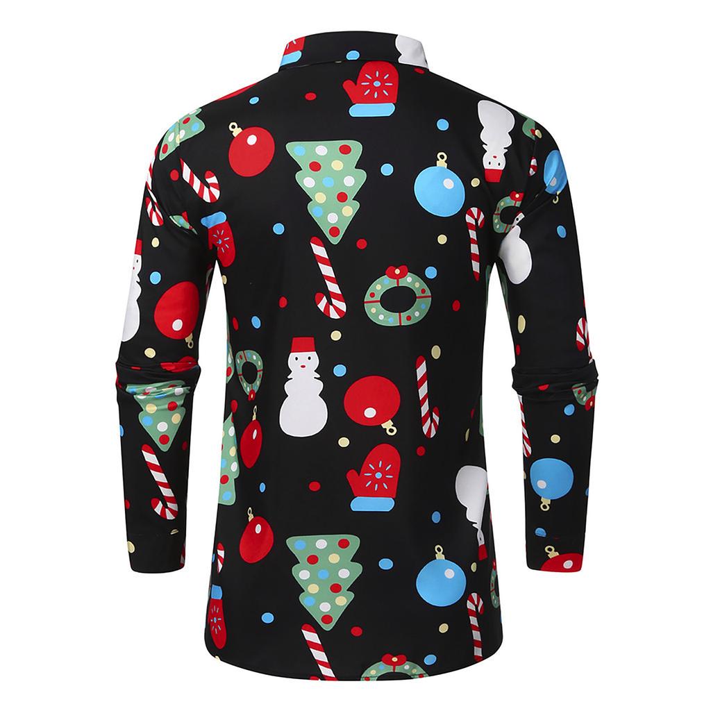 Men Casual Snowflakes Christmas Deer Printed Christmas Shirt Top Blouse