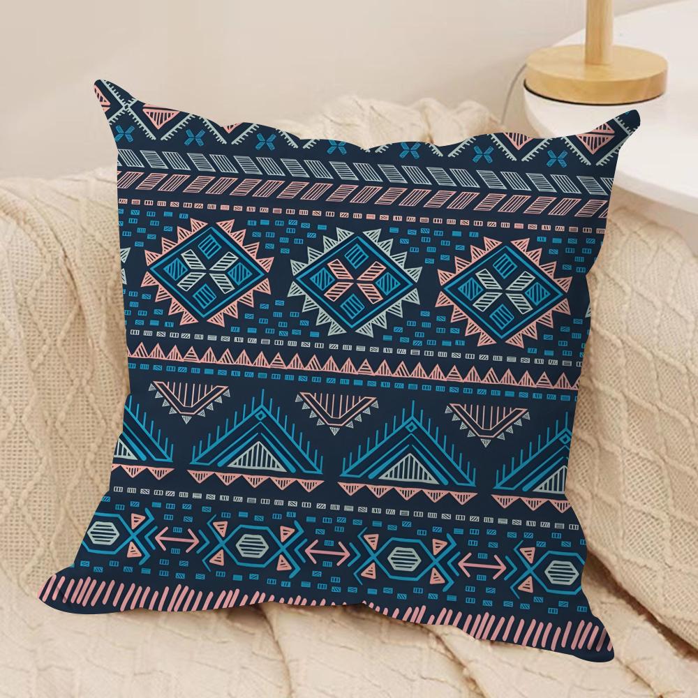 Red Ethnic Style Shading Cushion Cover Soft Plush Fabric DoubleSided Printed Sofa Cushion Cover for All Seasons Home Decor Gift