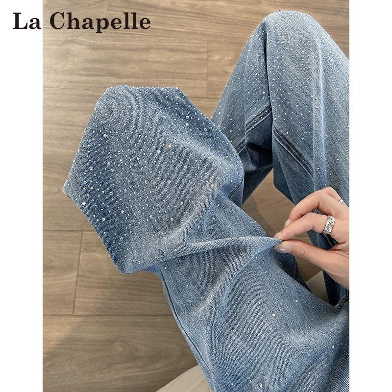 La Chapelle Women s Starry Rhinestone High-Waist Straight Jeans