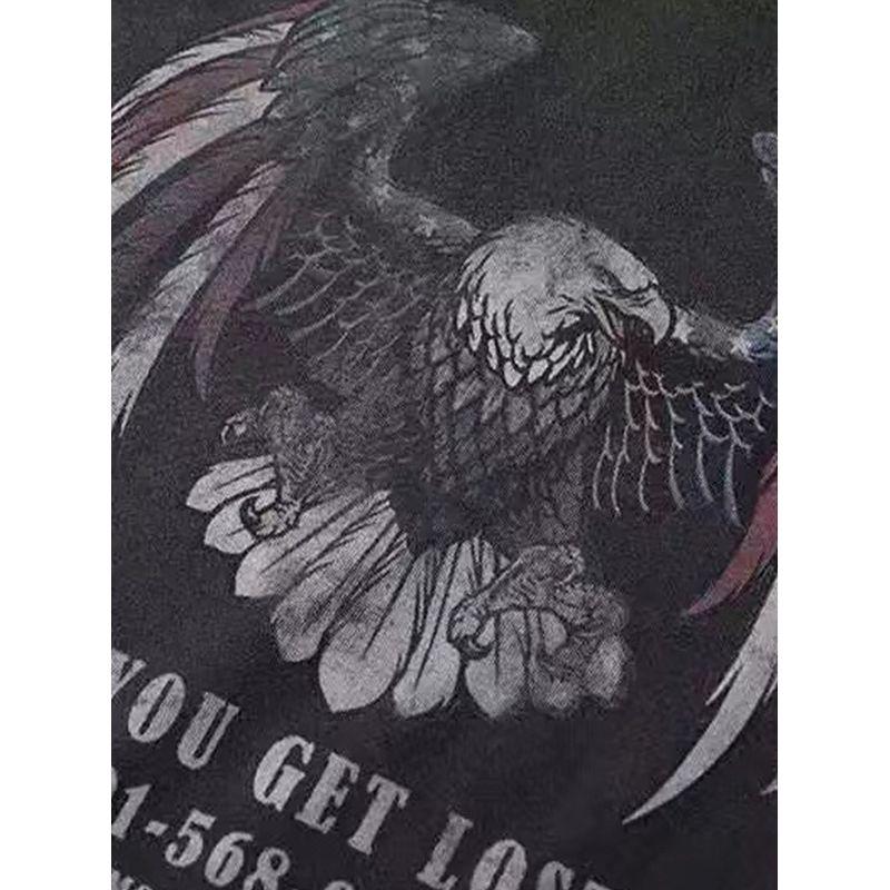 2025 Sexy Eagle Print T-Shirt Short Sleeve Summer New round Neck Retro Short Slim Fit Slimming Top Women