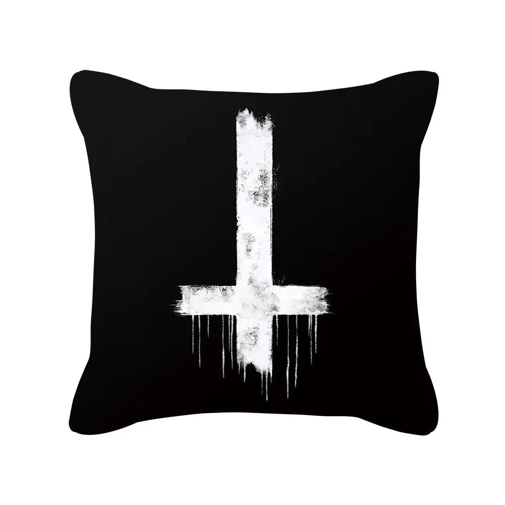 Punk Style Cushion Cover Skull Print Office Sofa Car Pillowcase Home Decor  Outdoor Square  Moda