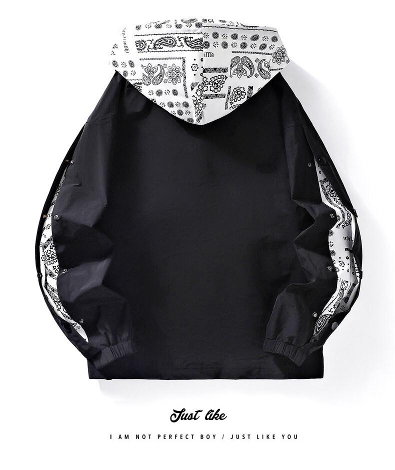Men's Cashew Flower Two-in-One Baseball Hoodie Jacket - Hong Kong Style Trend