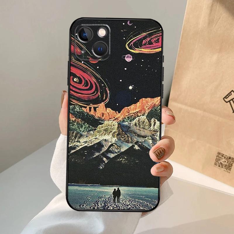 Moon Stars Space Phone Case For iPhone 17 Air 16 15 14 13 12 11 Pro Max 12 13 mini 15 16 Plus 16e Cover Coque