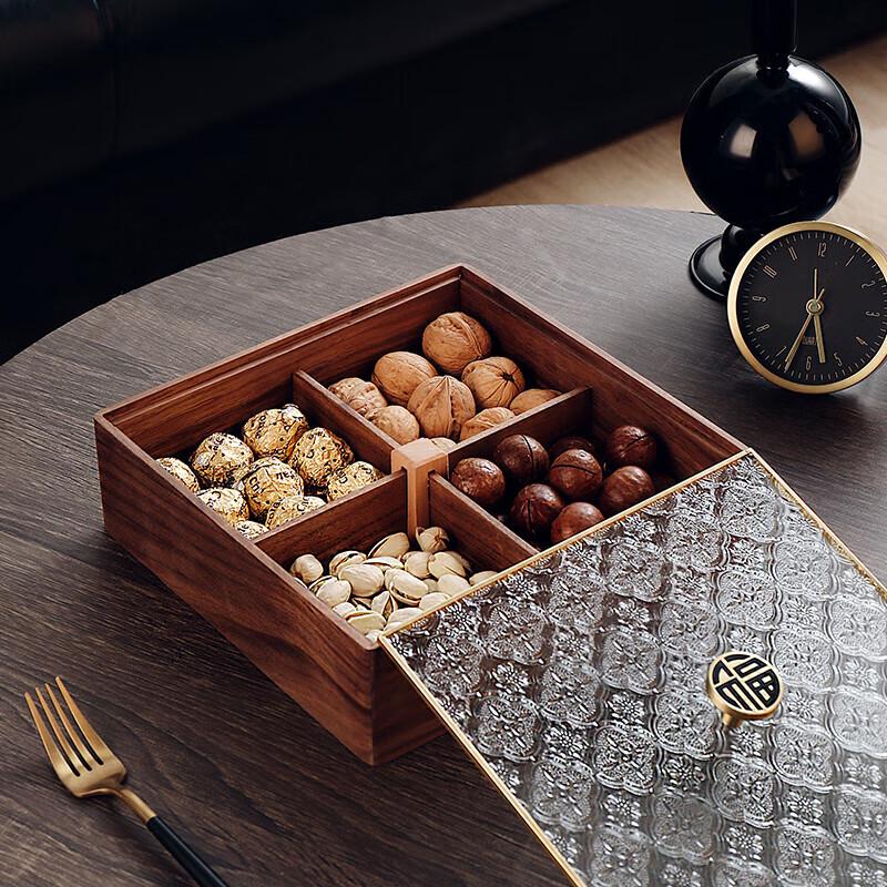 New Chinese Style 4-Compartment Wooden Snack Tray