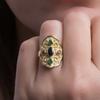 1Pc Stylish Vintage Neutral Accessory Set with Colored Synthetic Zircon Ring