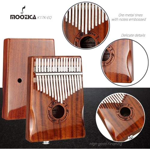 MOOZICA Kalimba, 17-Key, C Key, Connectable To Amplifiers, Beginner-Friendly, Made of Acacia Core Wood, Thumb Piano, Tuning Hammer, Japanese Instructi