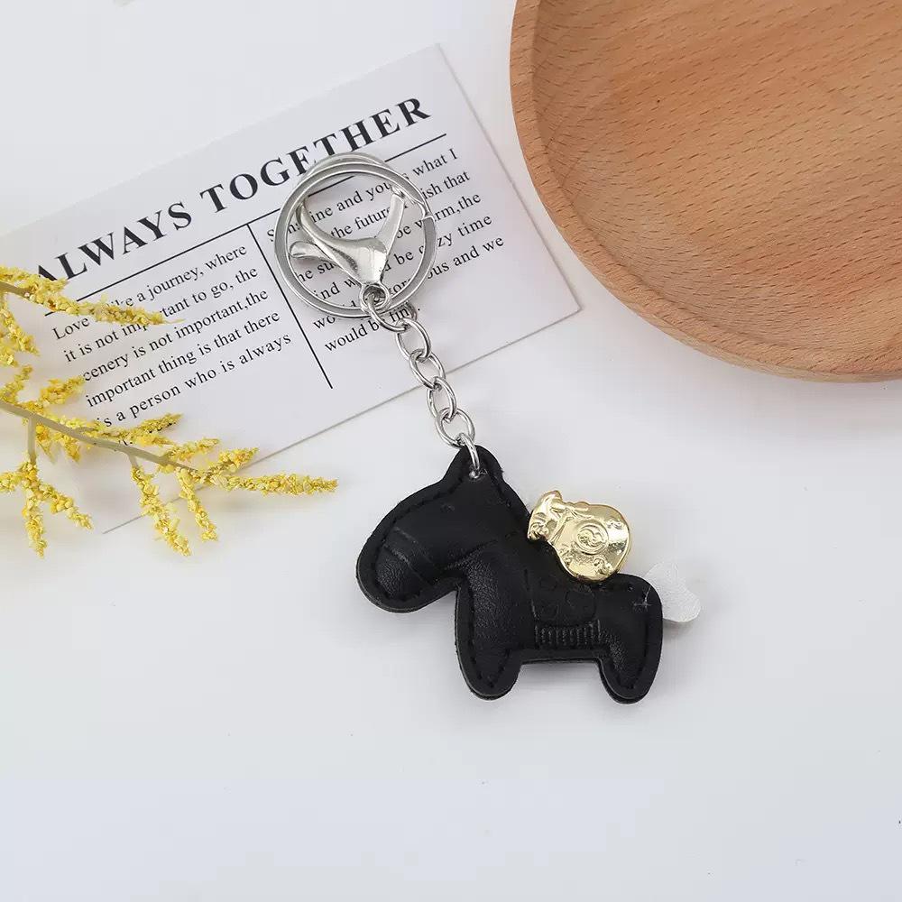Horse-Themed Leather Keychain and Bag Charm: Instant Wealth Accessory