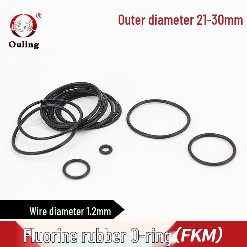 Black Fluororubber Waterproof O-ring, OD 21-30mm x 1.2mm Outer Diameter 21mm (5 pcs) Black FKM O-ring