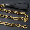 Chain Dog Leash Chew Proof, Metal Slip Chain Dog Leash with PU Handle, Heavy Duty Leashes for Medium Large Dogs Training Walking