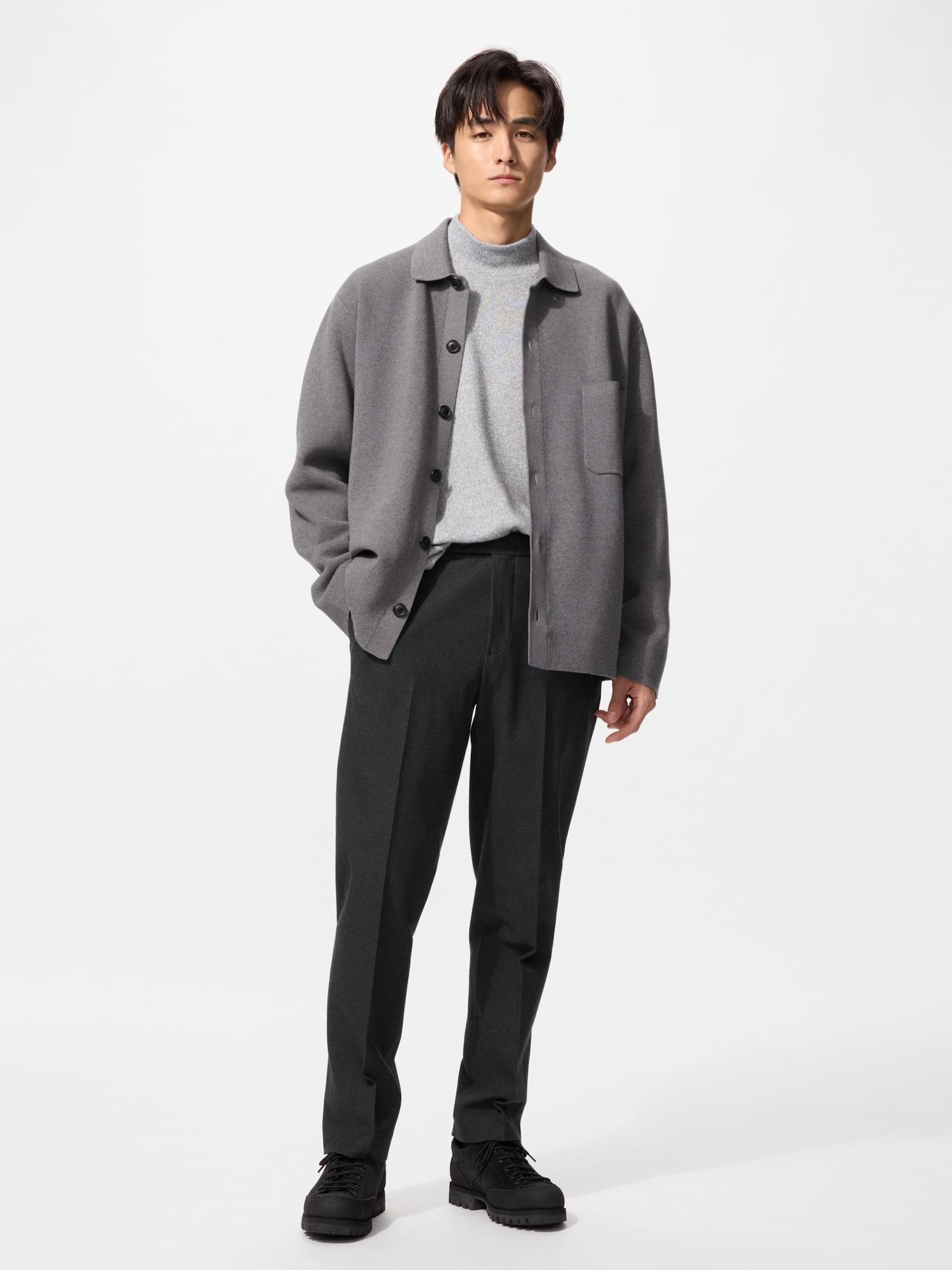 

Uniqlo Теплые умные брюки в клетку глен, короткой длины 08 DARK GRAY/70