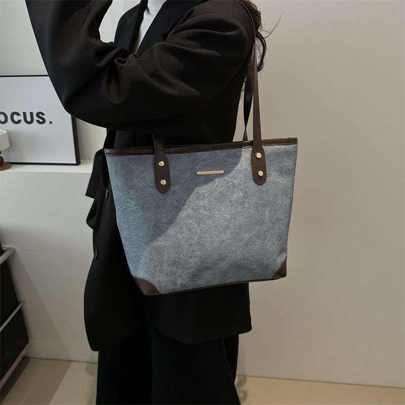 Elegant Black Grey And Blue Pu Tote Bag For Women Perfect For Daily Work Commute