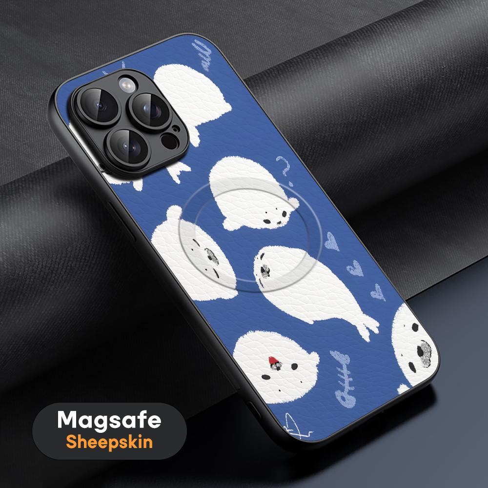 Popular Seal Design Fashion Phone Case For iPhone 17 16 15 14 13 12 11 Plus Pro Max High-end Luxury Magsafe Sheepskin