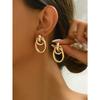 1pair Fashionable Multi-Turn Knotted Design Stud Earrings For Women, Double Hoop Studs, Statement Dangling Earrings, Unique Earrings