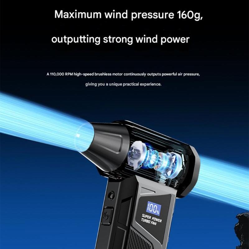 Strong Mobile Air Blower 110000 Rotations Powerful Fan USB C Rechargeable Dense Design For Electronics Car Cleaning