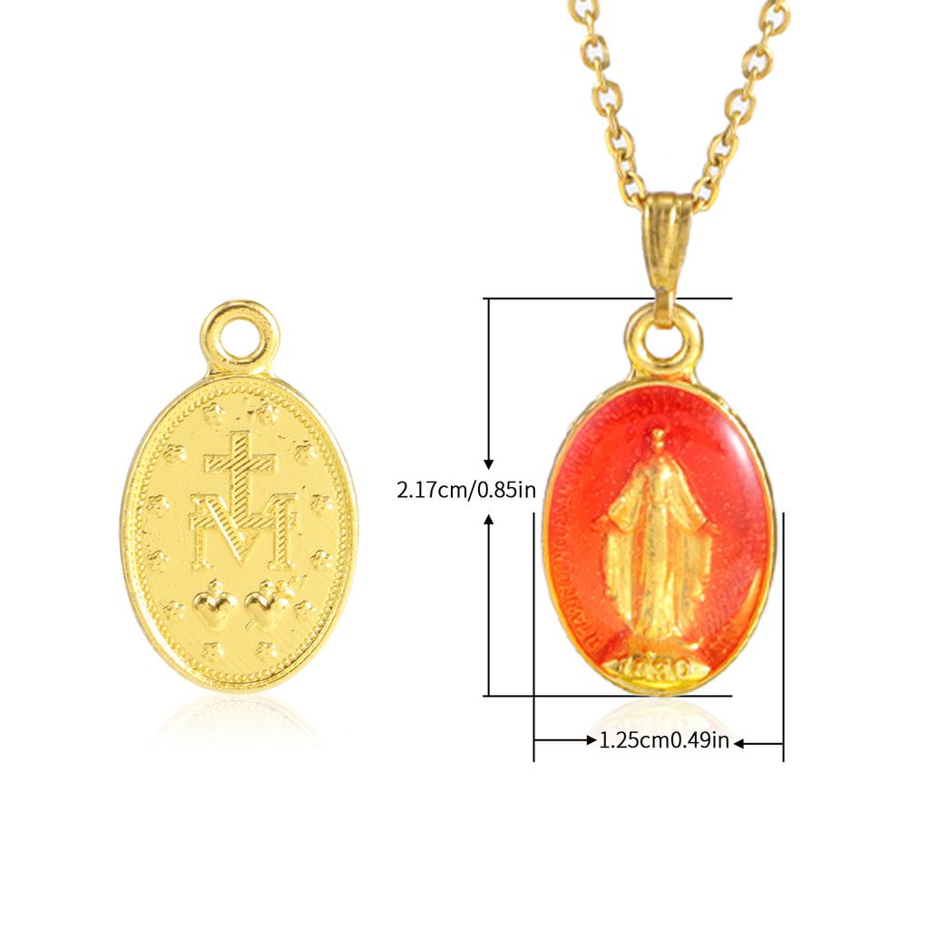16 Piezas Conector Ovalado Chapado en Oro Medalla de la Virgen María Católica Encanto de Tres Agujeros Para Rosario Hecho a Mano Colgante de Medalla DIY