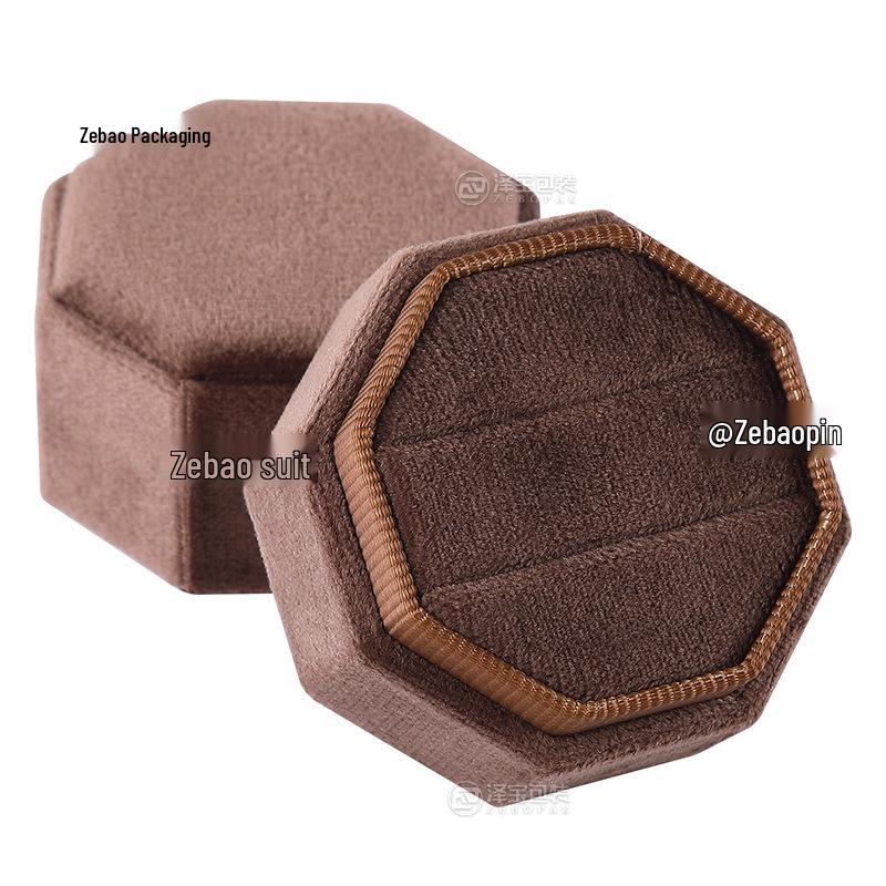 Octagonal Velvet Jewelry Box for Wedding or Proposal Rings