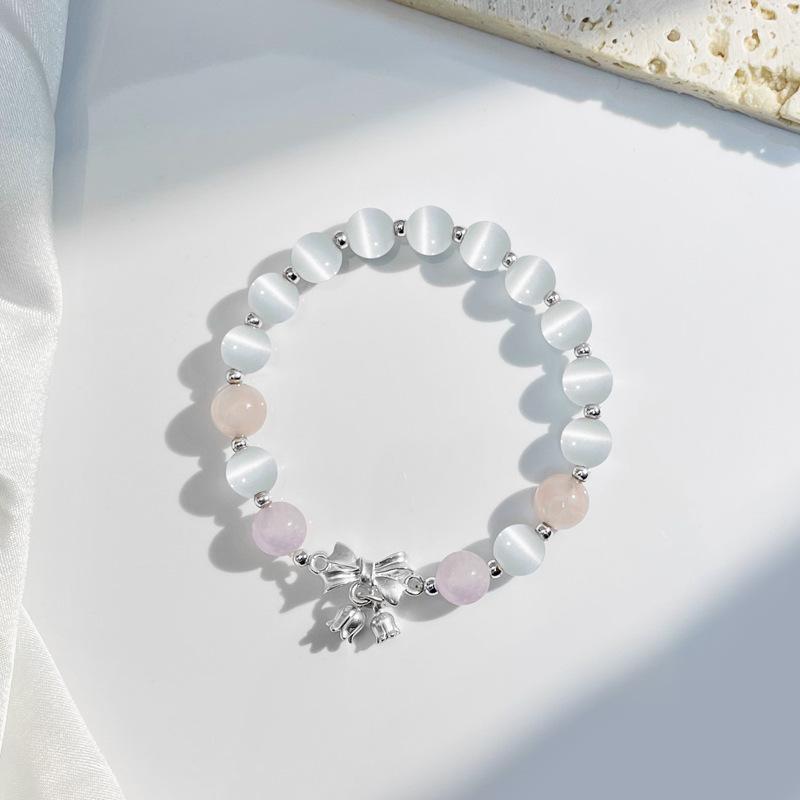 Princess on the Run Bow Two Worlds Huan Opal Bracelet Raw Lavender Amethyst Bracelet Girlfriend Hand Jewelry