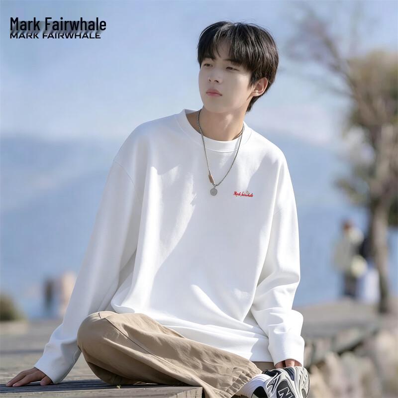 Mark Fairwhale Men's Loose Fit 100% Cotton Long-Sleeve T-Shirt