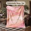 Pink Leopard Theme Throw Blanket Custom Name Text Personalized Blanket Soft Cozy Blanket for Home Sofa Bed