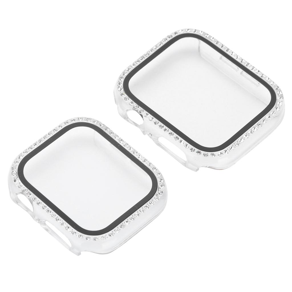 2pcs Watch Case Cover Crystal Shiny Protective Case with Film Jewelry Accessory for IOS Watch
