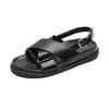 Sheepskin version~ Classic women's retro cross-strap leather open-toed Roman sandals women's summer platform with socks sandals