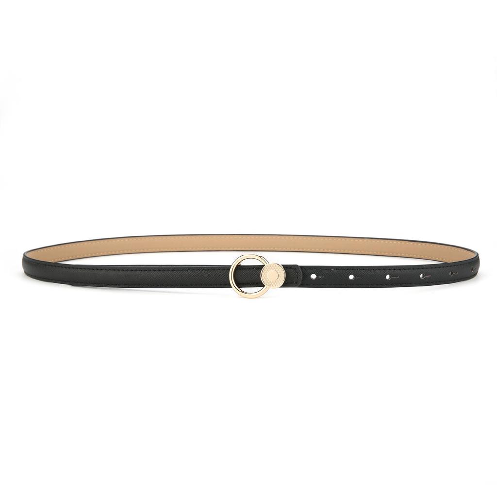 Women's Fashionable Genuine Leather Black Thin Belt for Skirt, Suit, Jeans - Versatile, Simple, Korean Style