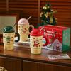 Large Capacity Straw Mug With Lid Christmas Gift College Student Holiday Souvenir Cup Cartoon Ceramic Cup