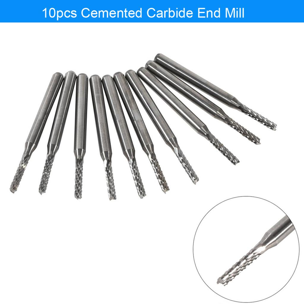 10pcs 2mm Cemented Carbide End Mill Engraving Bits Carving Drill SMT CNC PCB Cutter