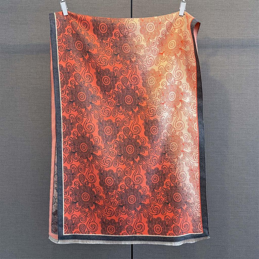 New Retro-style Printed Scarf Multi-color Splicing Contrasting Color Design Autumn Versatile Warm Imitation Cashmere Shawl
