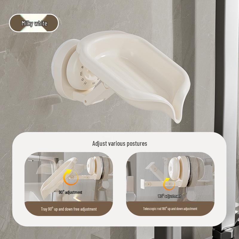 

Retractable Suction Cup Soap Holder - Wall-Mounted, Punch-Free, Multi-Directional Draining Rack for Bathroom and Countertop Storage