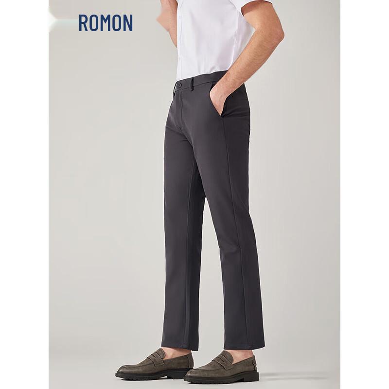 ROMON Men s Wrinkle-Resistant Business Casual Straight Trousers 30
