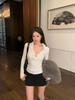 Korean Sweet V-Neck Long-Sleeve Women's Slimming Warm Fleece Top