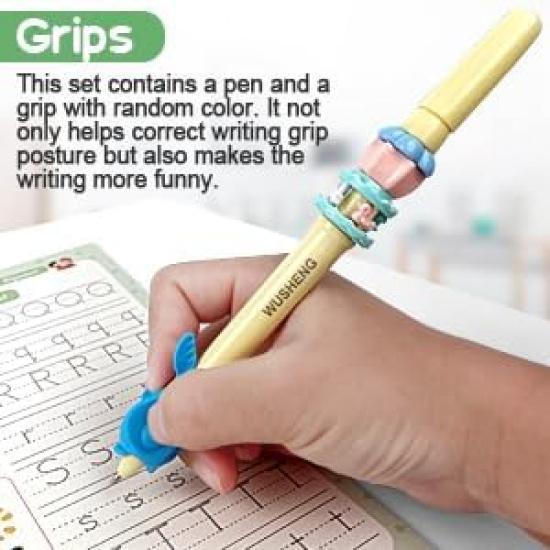 Magical Handwriting Workbooks Handwriting Practice Magic Copybook, Handwriting Aid Magic Pen Reusable Copybook Grooves Template Design for Children
