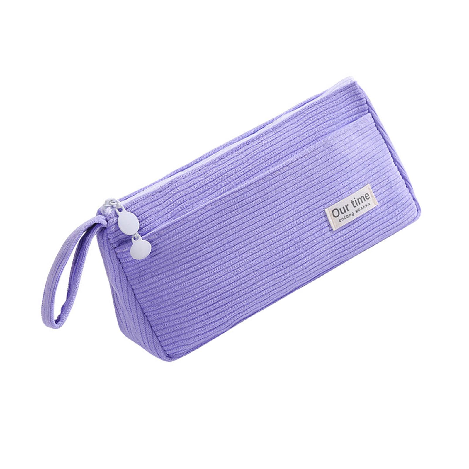

Corduroy Pencil Case Double Layered Pen Case 2 Compartments Pen Pouches Large Capacity Pencil Bag Travel Cosmetics Bag