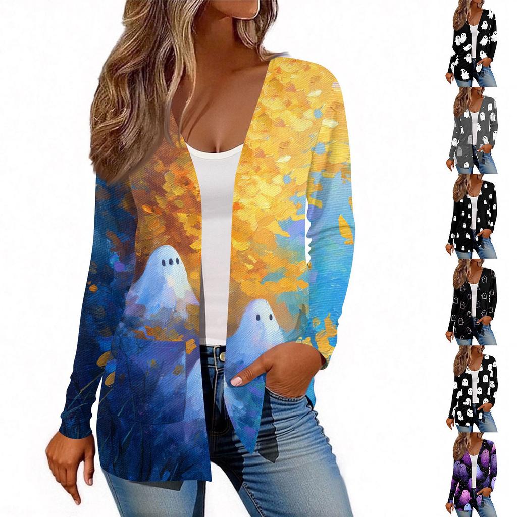 Women's Long Sleeve Cardigan Casual Jacket With Pockets Top