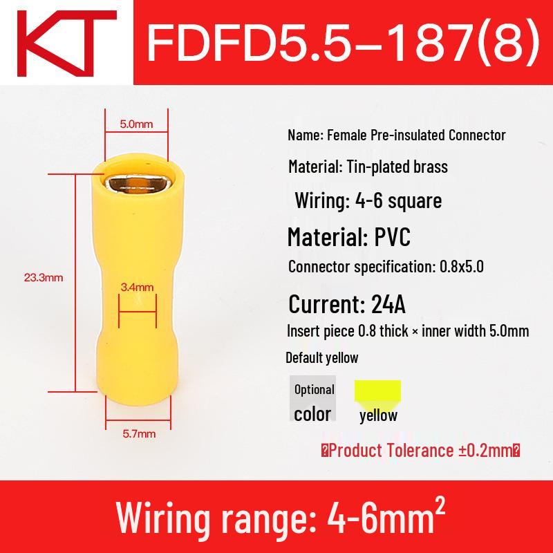 KT Keshitong Fully Insulated Male Crimp Terminals FDFD5.5-187-250-375, Pack of 500