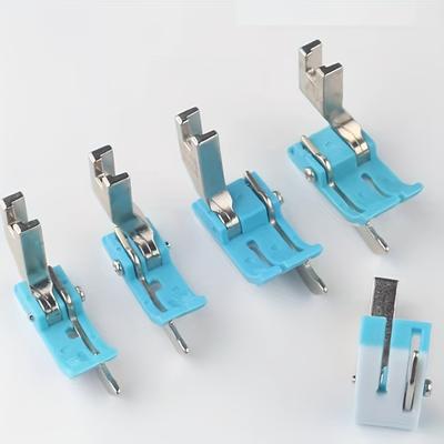 5pc Industrial Sewing Machine Presser Feet Set, Left and Right Stop Edge, Visible Thread Pressing with Knife, Oxford Sewing Attachment for Edge Flange