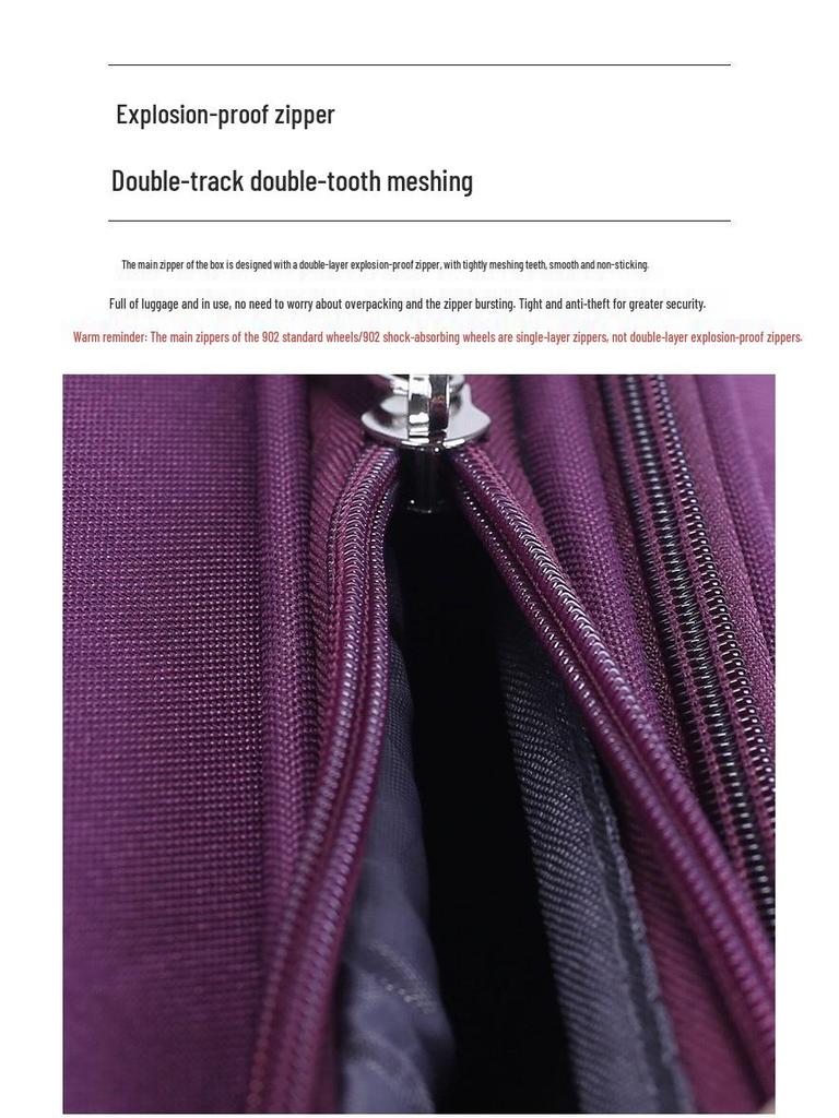 20-Inch Oxford Cloth Trolley Case with Universal Wheels, Leather Suitcase, Password Lock, Carry-On Luggage for Men and Women