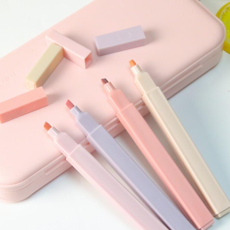 6/12Pcs Pastel Color Highlighter Pen Double Tip Marker Pens Fluorescent Pen Drawing Highlighters Cute Stationery School Supplies