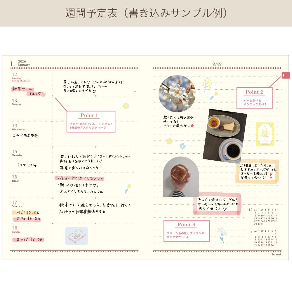 Labclip Planner 2026 January Start B6 Weekly Horizontal Type3 Gem White 2601CGE-WH
