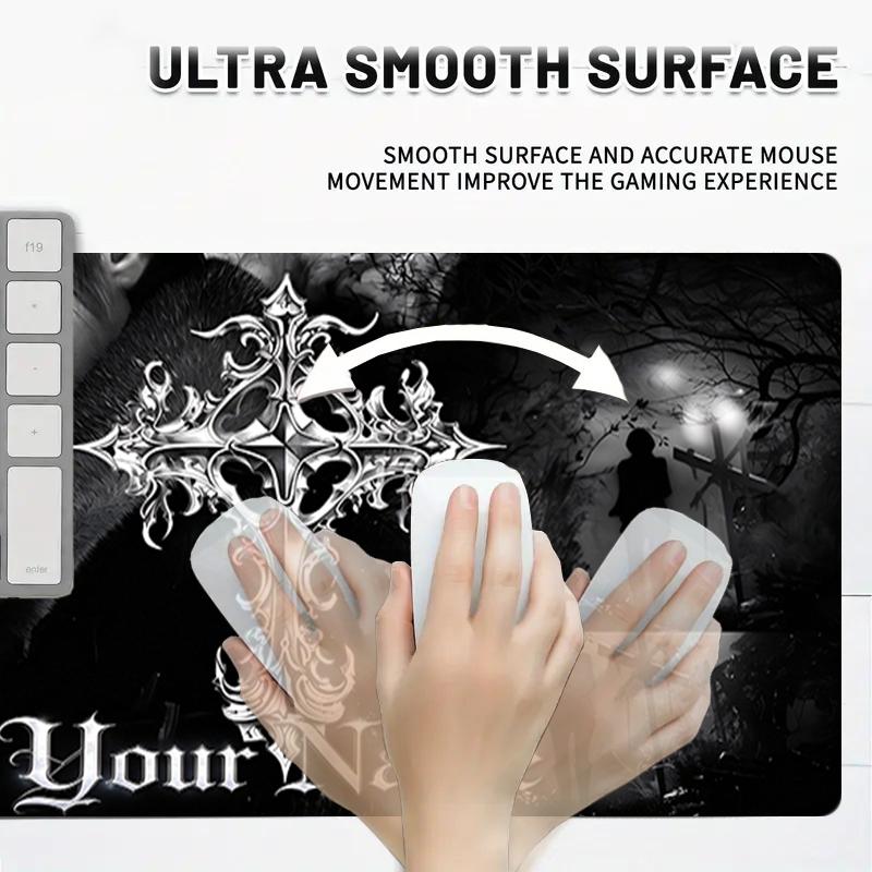Custom 1Pc Ornate Gothic Cross Gaming Mouse Pad Keyboard Desk Mat Non-slip Rubber Lock Edge Waterproof Computer Mousepad for Office Q1152