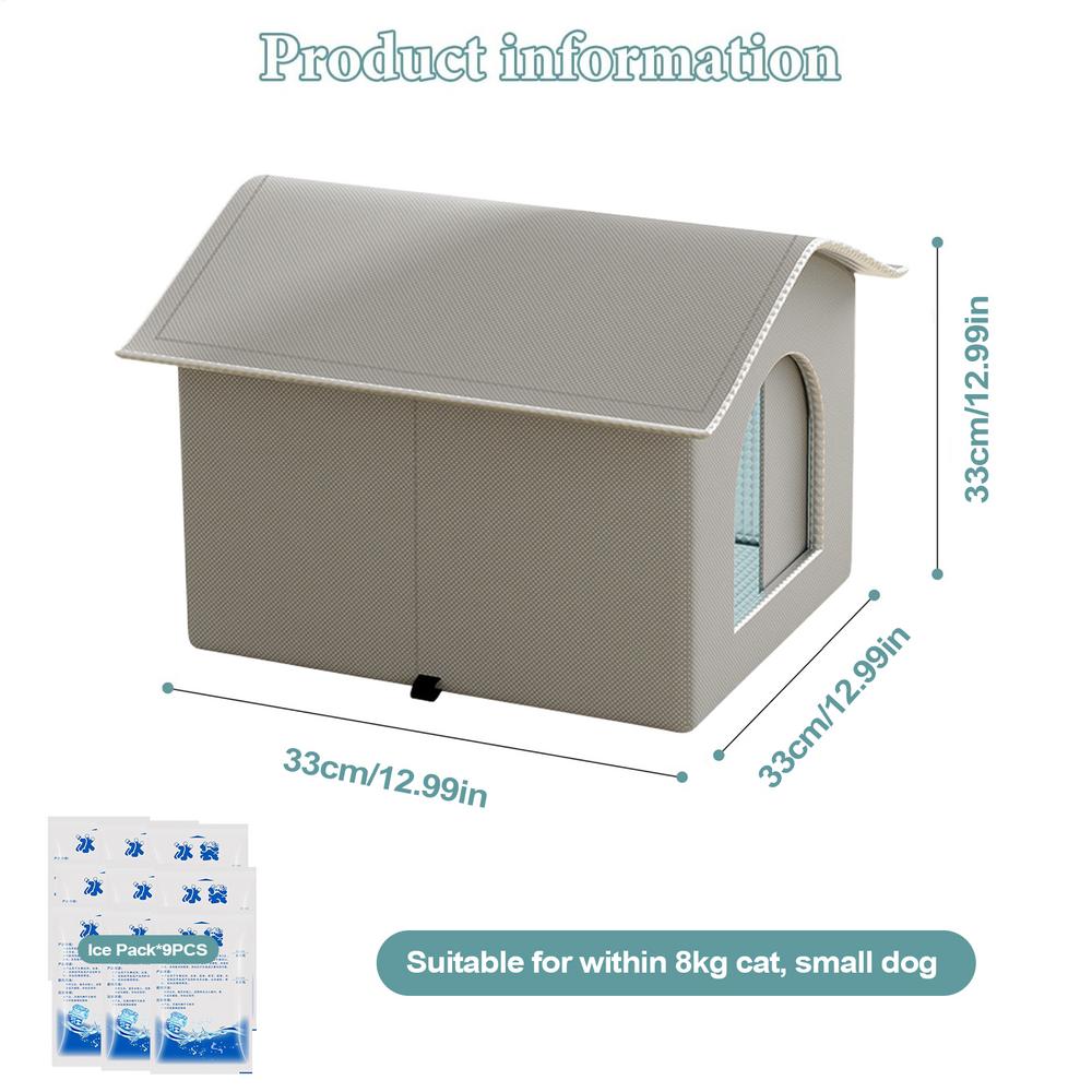 

Insulated Outdoor Cat House Portable Cooling Cat Shelter Pet Hideaway for Kittens Rabbits Friends Winter Hot Day Travel Moving S сірий колір