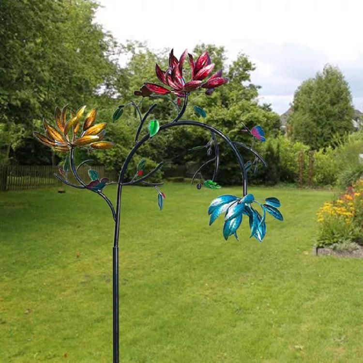 Metal Windmill Decoration for Garden Yard Patio Outdoor Vertical Sculpture Stake