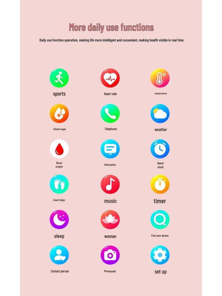 F81 Women's Smartwatch: Glucose, Blood Pressure, Heart Rate, Temperature Monitor with Pedometer & Call Alerts