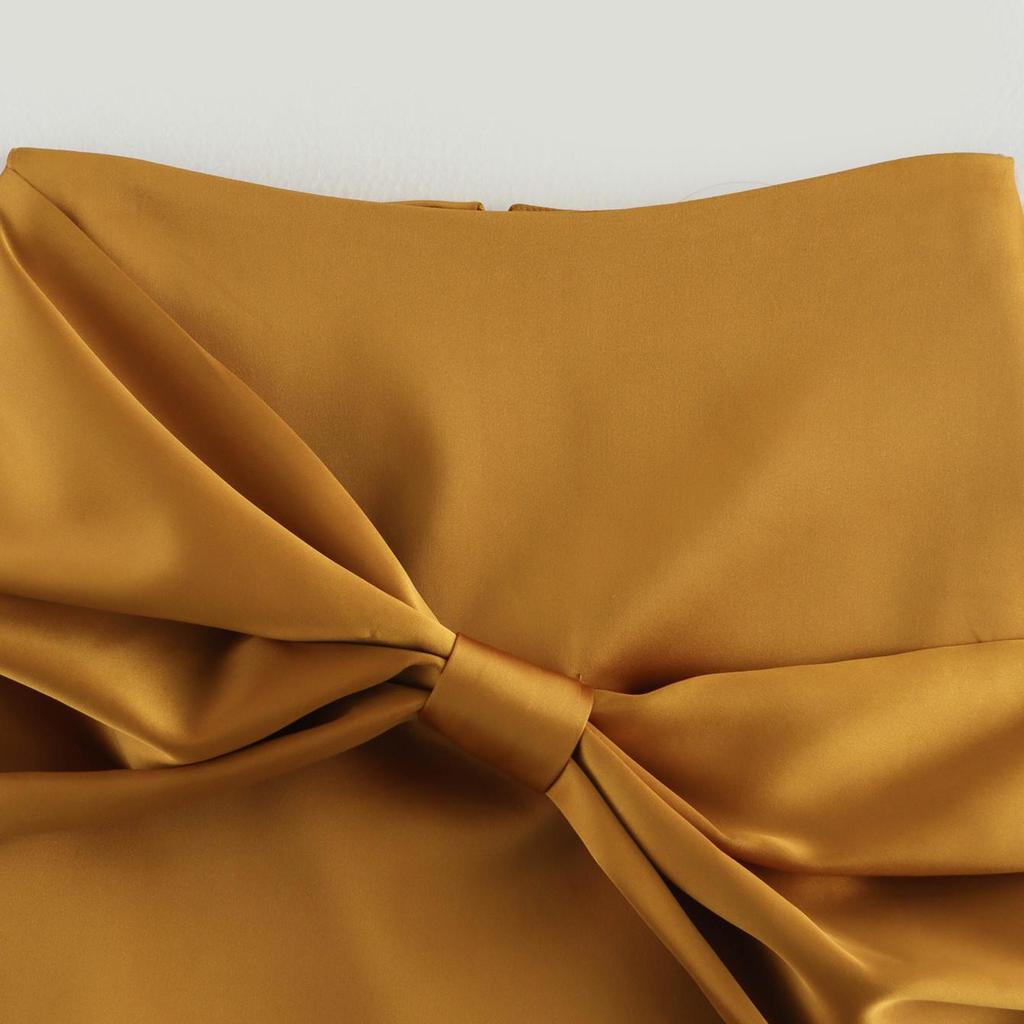 Spring 2025 Women's Fashion: Versatile Slimming High-Waisted Bow Midi Skirt