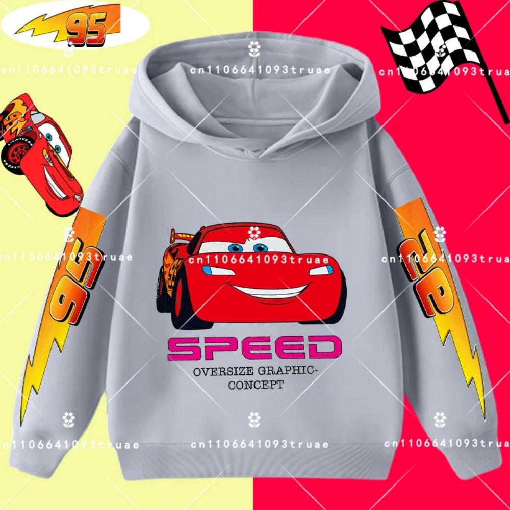Cars Lightning McQueen Racing Children Hooded Sweatshirt Boy Girl Autumn Winter Daily Outdoor Vacation Casual Warm Sportswear